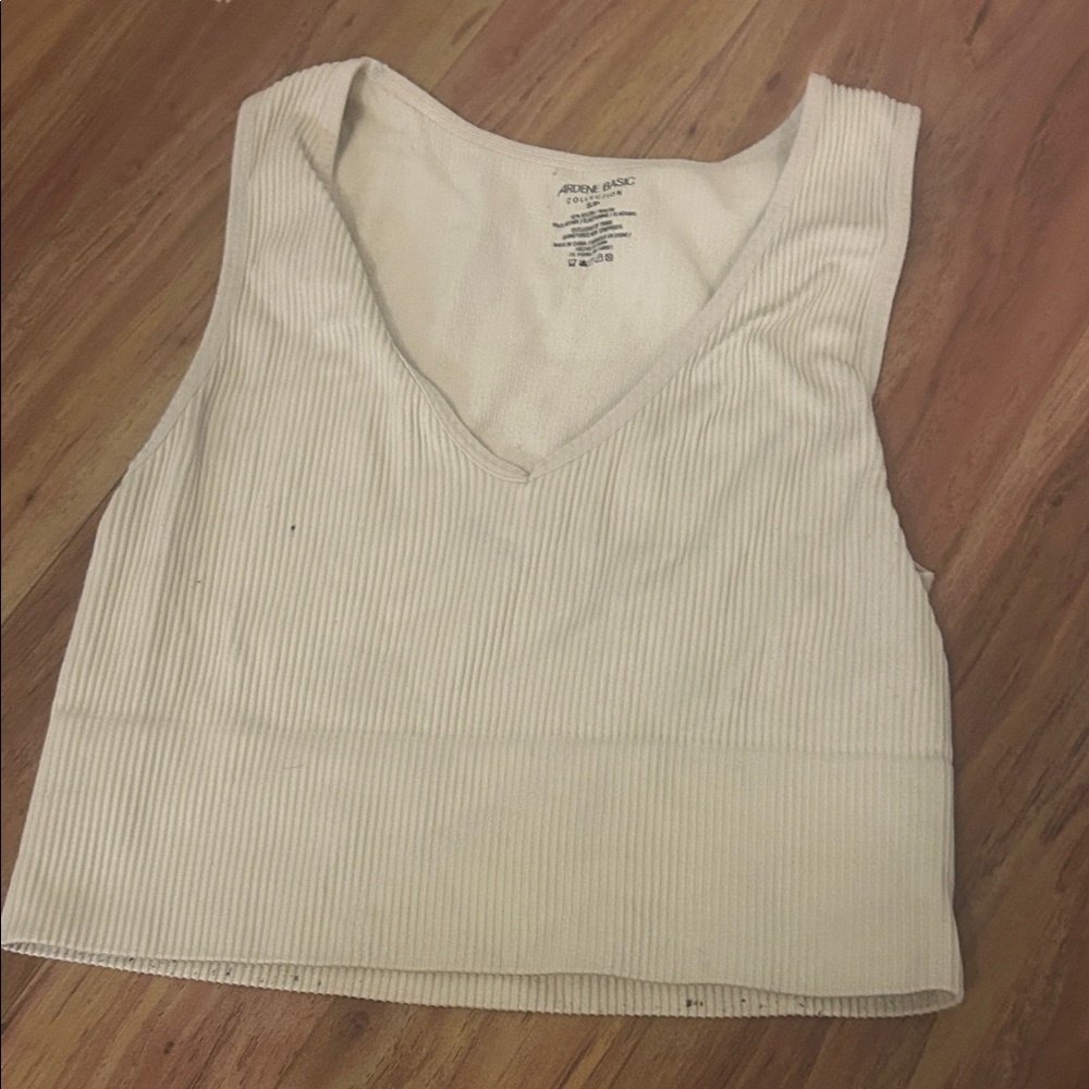 Arden B Cream Ribbed Crop Top